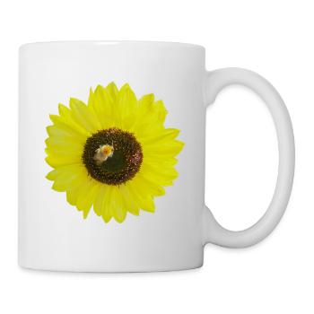 Sonnenblume mit Biene, Fotografie, Frühling Sommer - Tasse - Weiß - Rechts