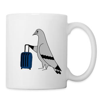 Pigeon with Valise – Illustration urbaine minimaliste - Mug blanc - blanc - Droite