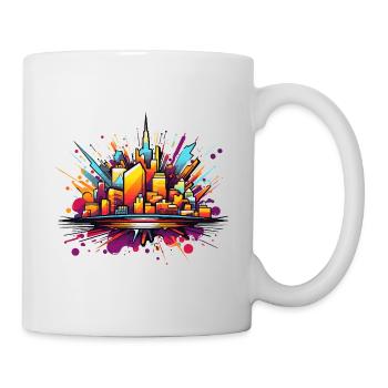 Bunte Stadtsilhouette Explosion - Tasse - Weiß - Rechts