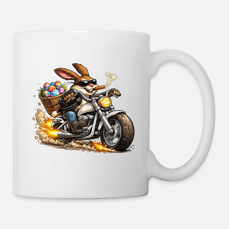 Lapin de Pâques à moto - Mug blanc - blanc