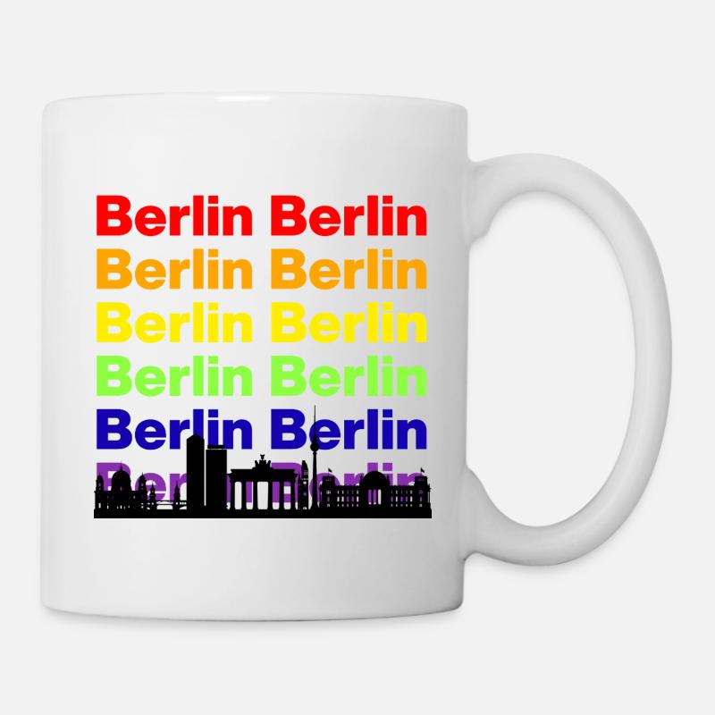 BERLIN REGENBOGEN SKYLINE, PRIDE HAUPTSTADT! LGBTQ - Tasse - Weiß