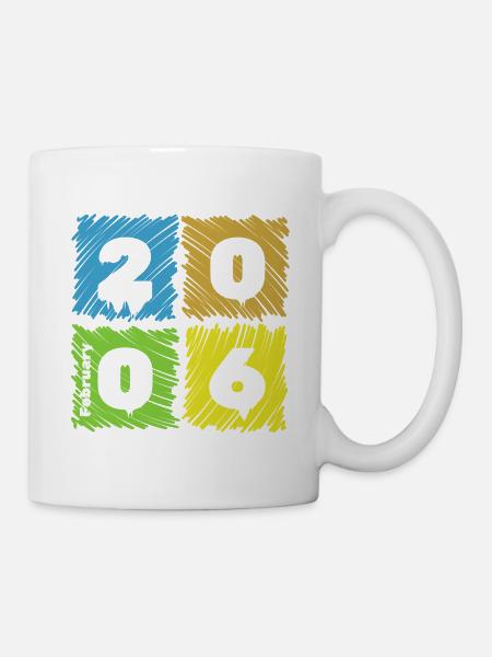 20. Geburtstag Farbige Patches since 02/2006 - Tasse - Weiß