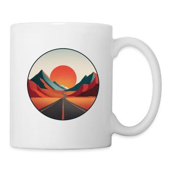 Vintage-Reiselogo – Abenteurer – Retro-Landschaft - Tasse - Weiß - Rechts