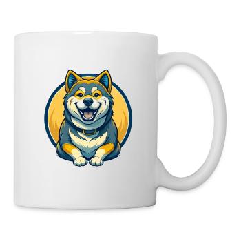 Akita Dog Kawaii Mascot Cartoon Clipart Logo Badge - Mug - white - Right