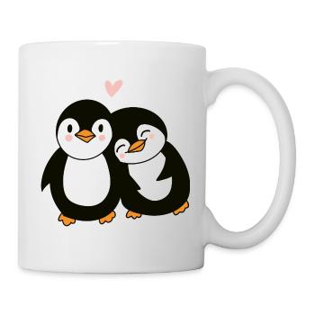 Love Penguin - Cute Romantic Animal Illustration - Mug - white - Right