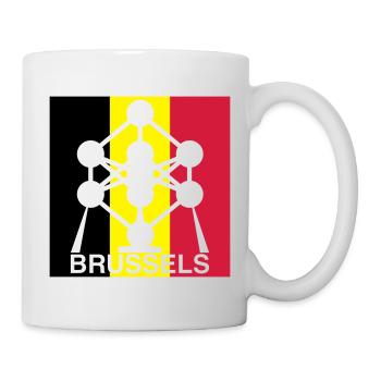 Brussels Atomium – Icône du Carré du Drapeau belge - Mug blanc - blanc - Droite