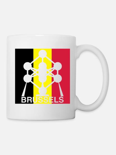 Brussels Atomium – Belgian Flag Square Icon - Mug - white