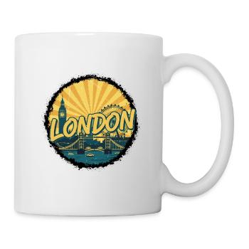 London City Skyline Tower Bridge Retro-Abzeichen - Tasse - Weiß - Rechts