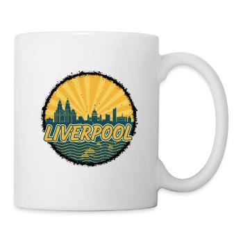 Liverpool Skyline Liver Building Vintage-Abzeichen - Tasse - Weiß - Rechts