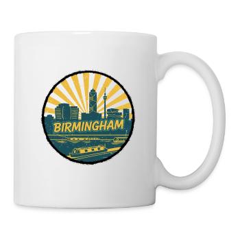 Birmingham City Skyline Canal Vintage Badge - Mug - white - Right