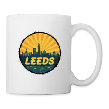 Leeds City Skyline Retro Sunset Badge - Mug blanc - blanc - Droite