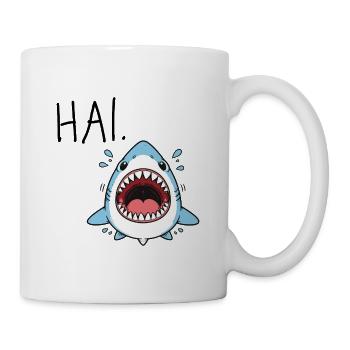 Hai. – Witzige Ansage lustige Hai Illustration Hi - Tasse - Weiß - Rechts