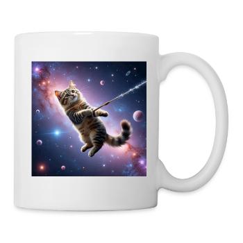 Katze im All - Tasse - Weiß - Rechts