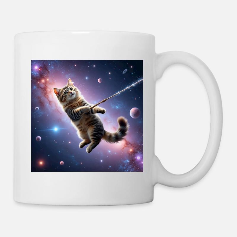 Katze im All - Tasse - Weiß