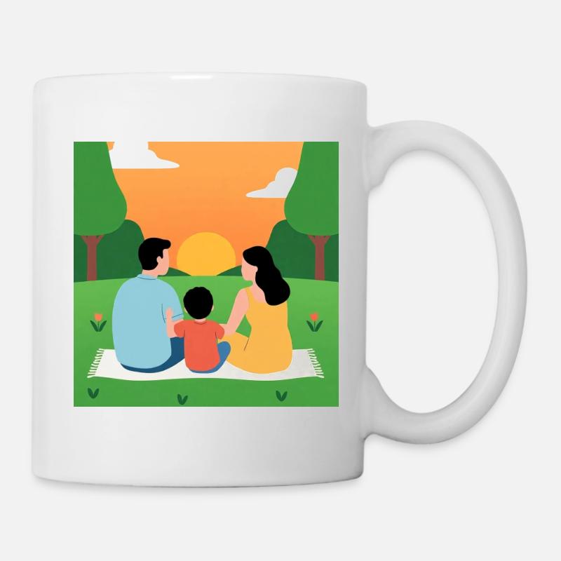 Coucher de soleil avec la famille - Mug blanc - blanc
