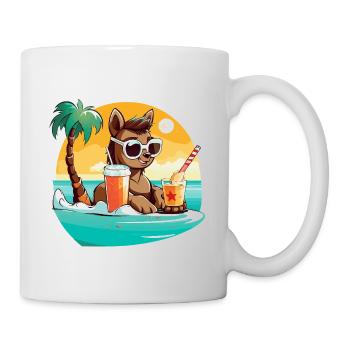 Llama on the beach in the sunlight - Mug - white - Right