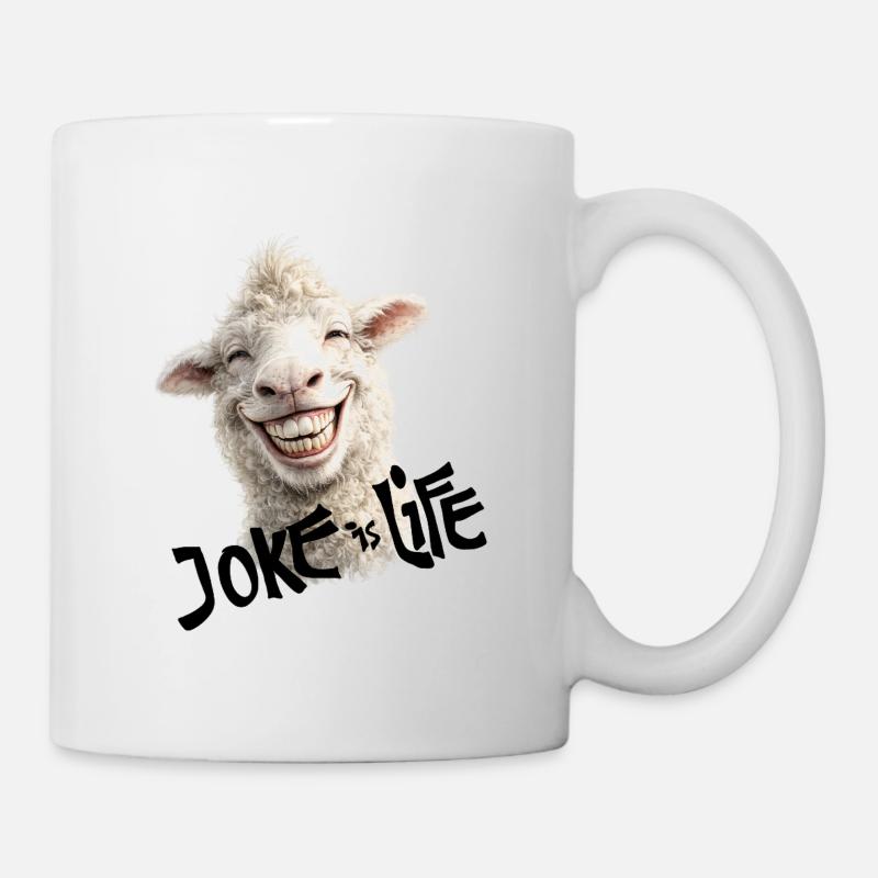 Smiling lamb joke is life - Mug - white