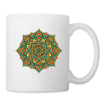Bunte Mandala – Harmonie und Gleichgewicht - Tasse - Weiß - Rechts
