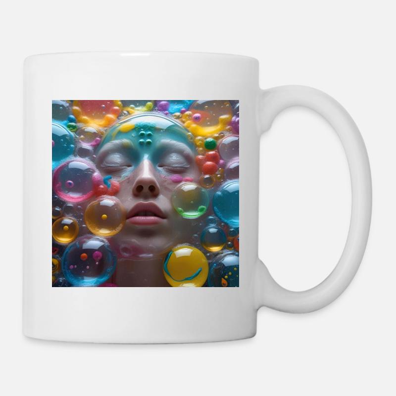 Visage parmi les bulles néon - Mug blanc - blanc