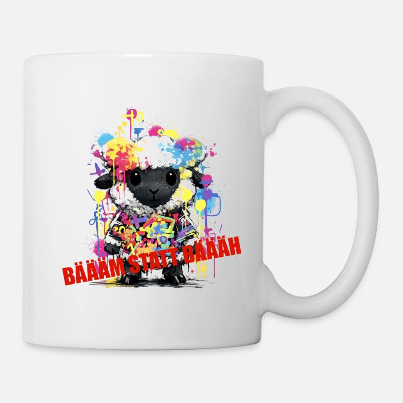Graffiti Schaf: Farbpracht Street Style - Tasse - Weiß