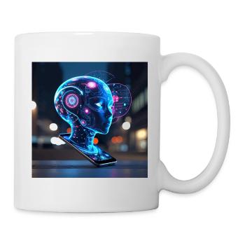 Neon Holographic AI Portrait - Mug - white - Right