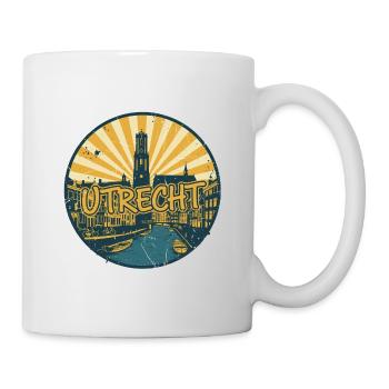 Utrecht City Skyline Retro Vintage-Abzeichen - Tasse - Weiß - Rechts