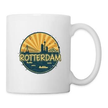 Rotterdam City Skyline Vintage Retro Badge - Mug - white - Right