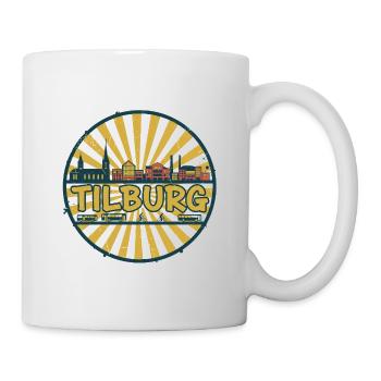 Tilburg City Skyline Retro Sunset Badge - Mug - white - Right