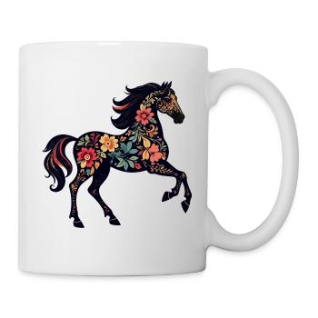 Fleurs Chevaux Ornements floraux Silhouette du cheval - Mug blanc - blanc - Droite