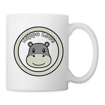 Hippo Love Nilpferd Logo Abzeichen - Tasse - Weiß - Rechts
