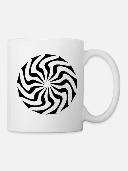 Geometrischer Schwarzer Wirbel - Tasse - Weiß