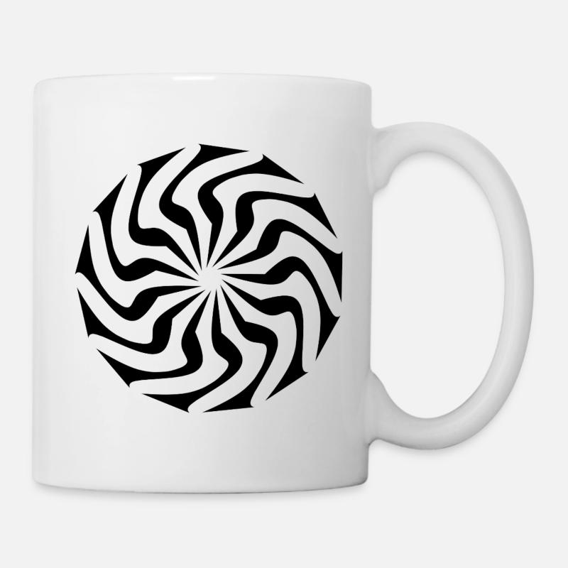 Geometrischer Schwarzer Wirbel - Tasse - Weiß