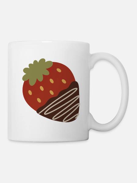 Erdbeere in Schokolade getaucht - Tasse - Weiß