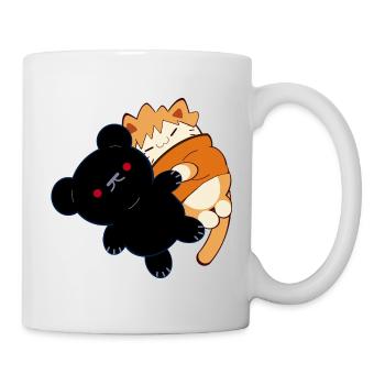 Design anime : chat rouge mignon avec un ours en peluche - Mug blanc - blanc - Droite