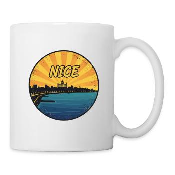 Schöne Stadt-Skyline Côte d'Azur Retro-Abzeichen - Tasse - Weiß - Rechts