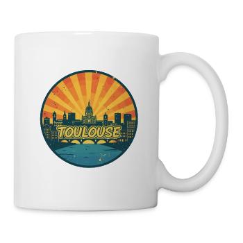 Toulouse City Skyline Pink City Retro Badge Art - Mug - white - Right