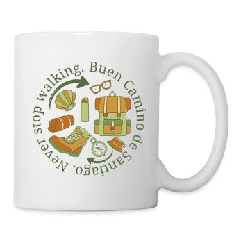 Buen Camino hört nie auf, in Tarnung zu gehen - Tasse - Weiß - Rechts