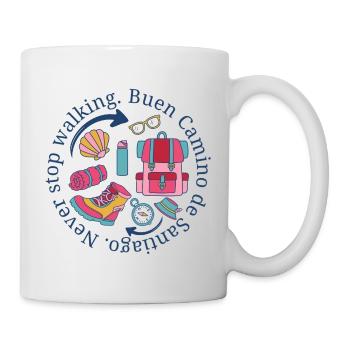 Emblème du Buen Camino de Santiago Never Stop Walking - Mug blanc - blanc - Droite