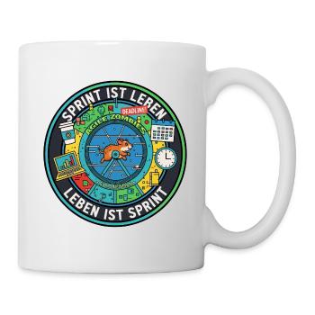 Sprint is life: Agile zombies in the hamster wheel - Mug - white - Right
