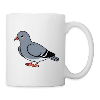 Cartoon dove gray with orange feet - Mug - white - Right