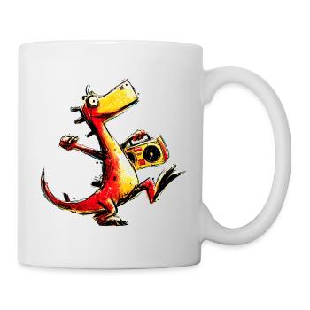 Cool Retro Dino Boombox Design - Mug - white - Right