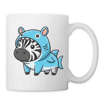 Süßes Zebra Kostüm Cartoon Hai Karneval Spaß - Tasse - Weiß - Rechts