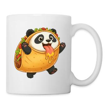 Süßer Panda Taco Fast Food Lustig Skurril Cartoon - Tasse - Weiß - Rechts