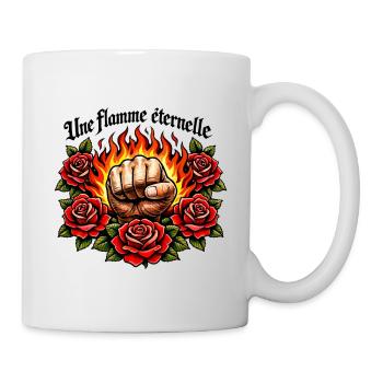 Flammende Faust und Rosen - Tasse - Weiß - Rechts