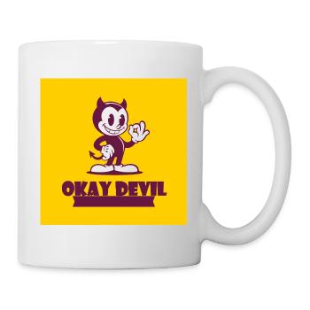 Okay Devil Mascot on Yellow - Mug - white - Right