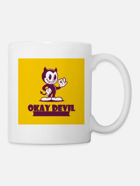 Okay Devil Mascot on Yellow - Mug - white
