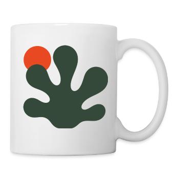Abstrakter grüner Splash mit orangefarbenem Akzent - Tasse - Weiß - Rechts