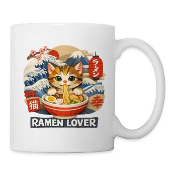 Ramen Nudeln Katzenliebhaber Retro Kawaii Katzen - Tasse - Weiß - Rechts