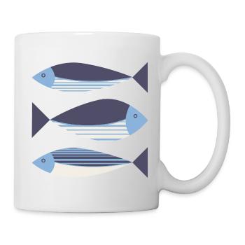 Illustrated Graphic Fish Dark Blue - Mug - white - Right