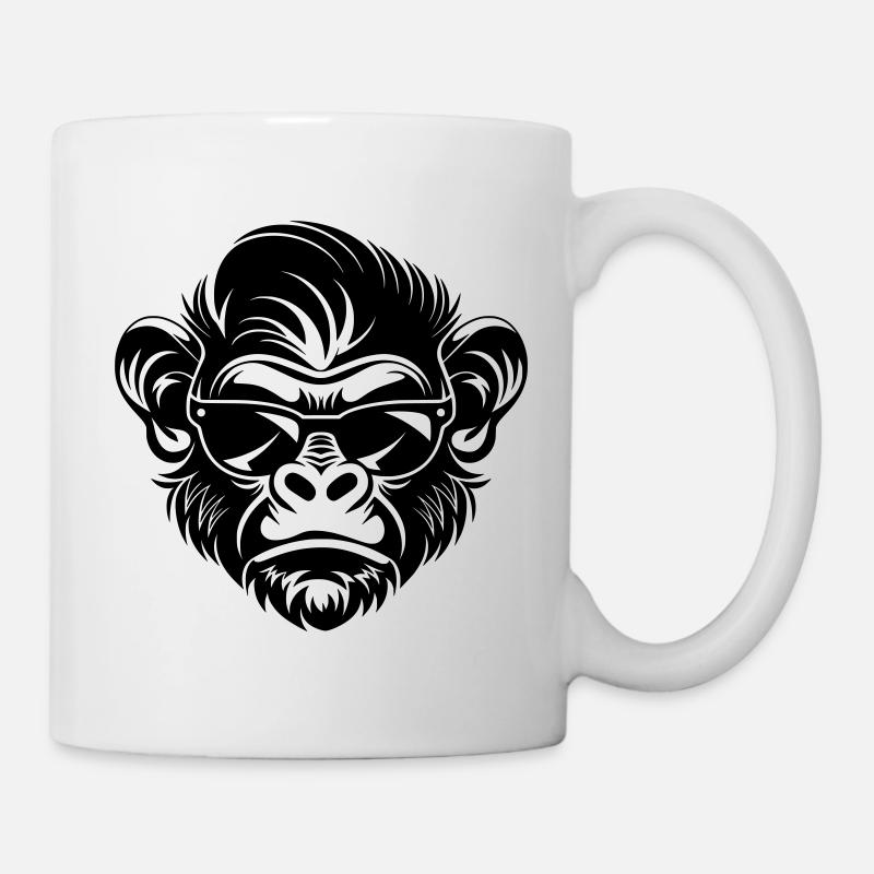 Cool Monkey Head with Sunglasses - Mug - white